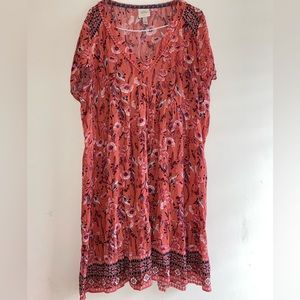 Crinkle Dress, Peach/Purple, Small Hole, Size L